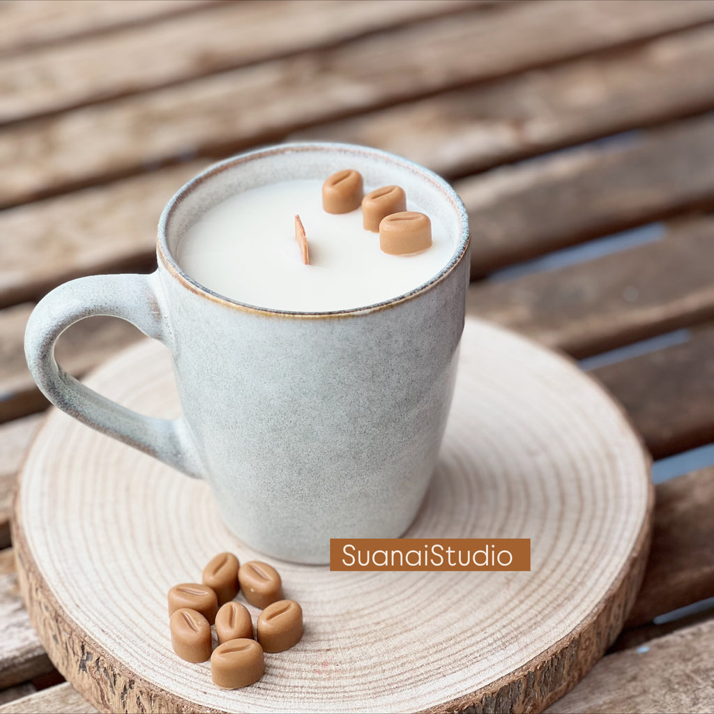 Vela Taza Café Tostado – Cera de Soja y Mecha de Madera