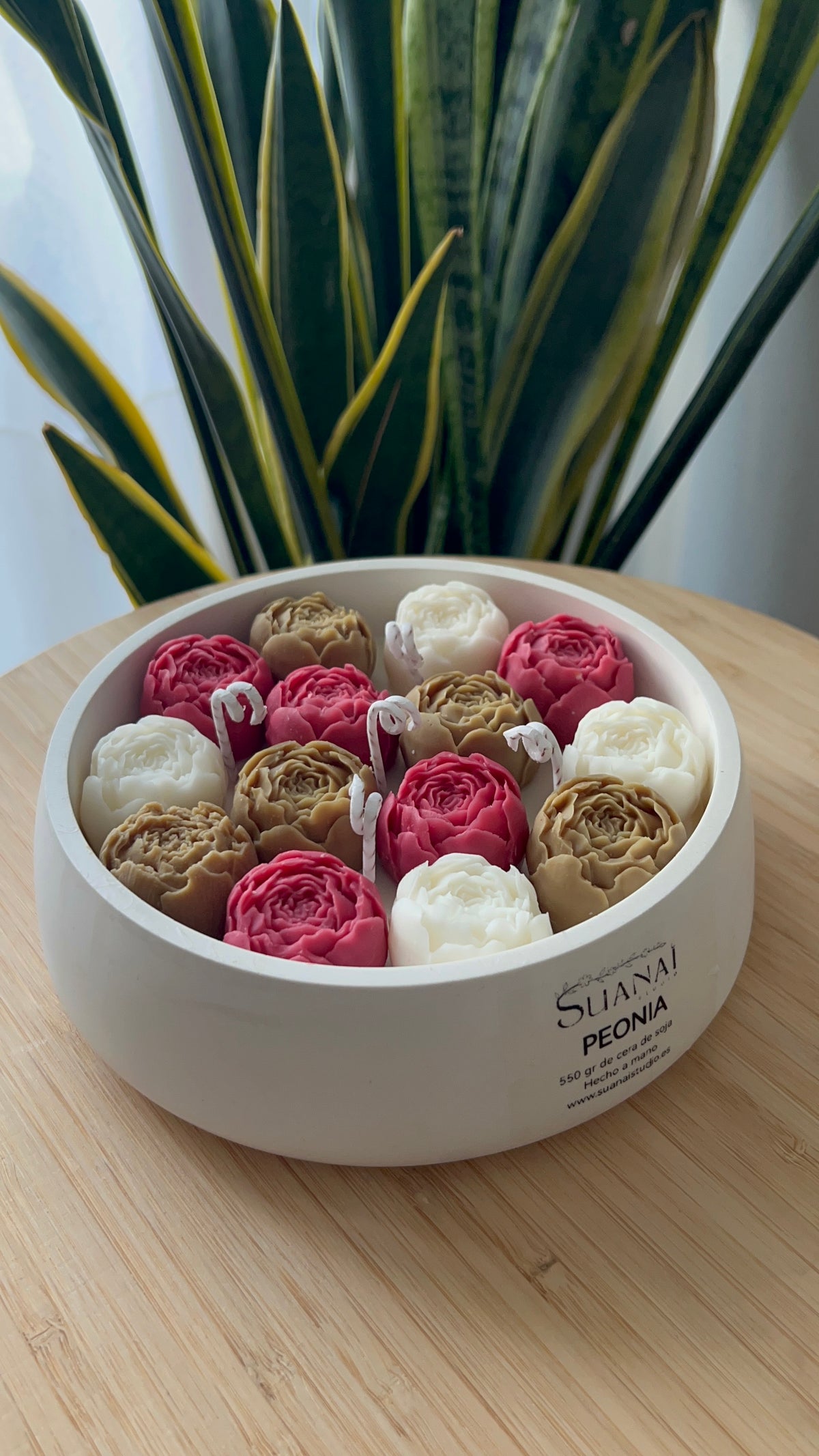 Vela floral de Peonías- 550 g de cera de soja