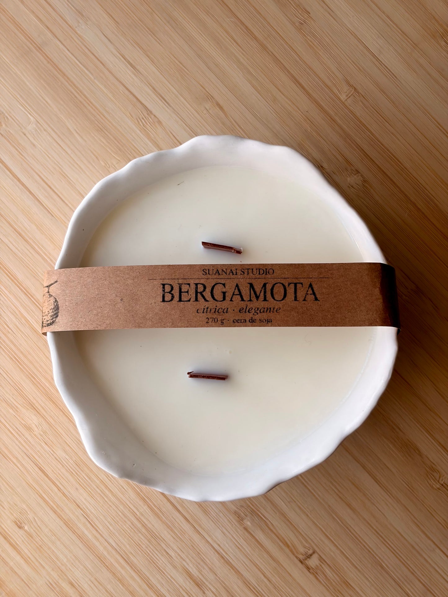 Vela artesanal de Bergamota - 270 g cera de soja