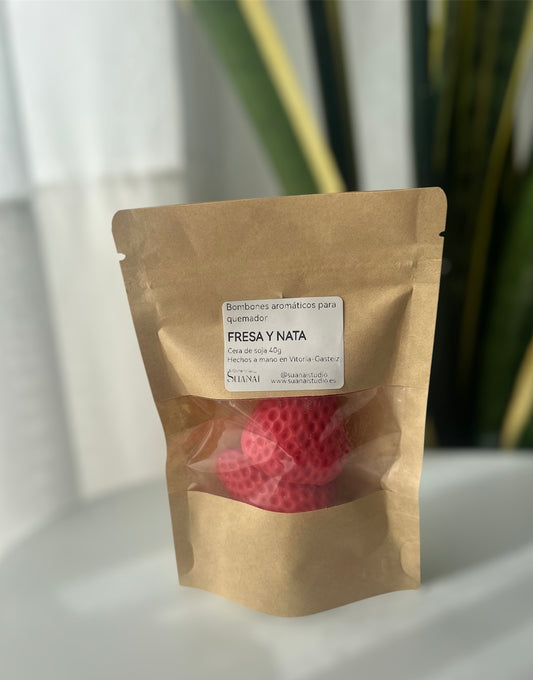 Wax Melts aromáticos de cera de soja – Fresa y Nata