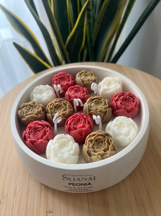 Vela floral de Peonías- 550 g de cera de soja