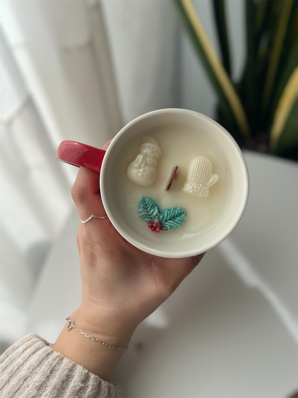 Vela Taza Canela y Naranja Navideña – Cera de Soja y Mecha de Madera