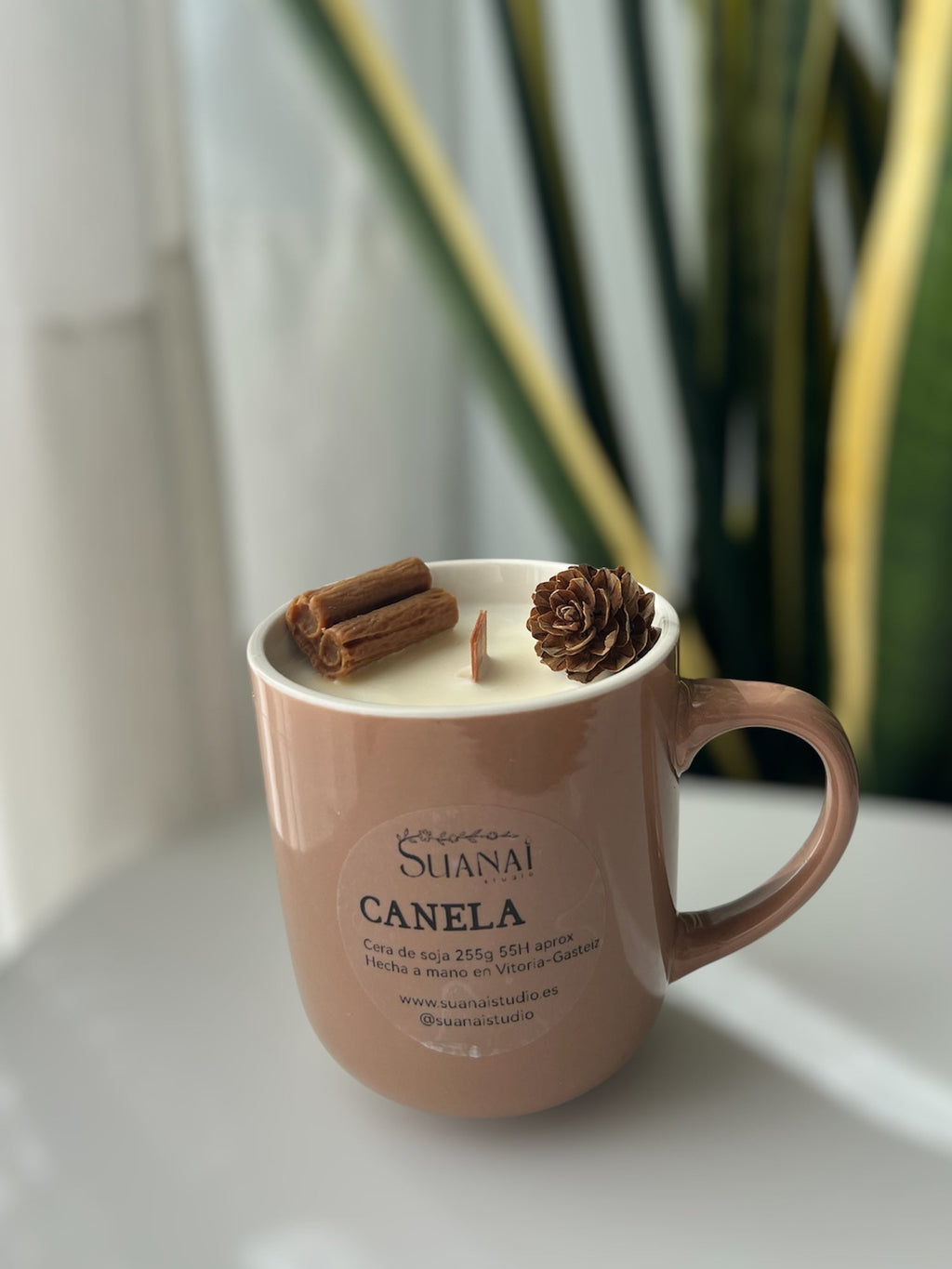 Vela Taza Canela – Cera de Soja y Mecha de Madera