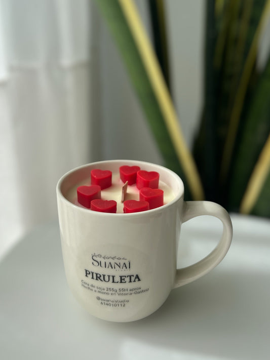 Vela Taza Piruleta – Cera de Soja y Mecha de Madera