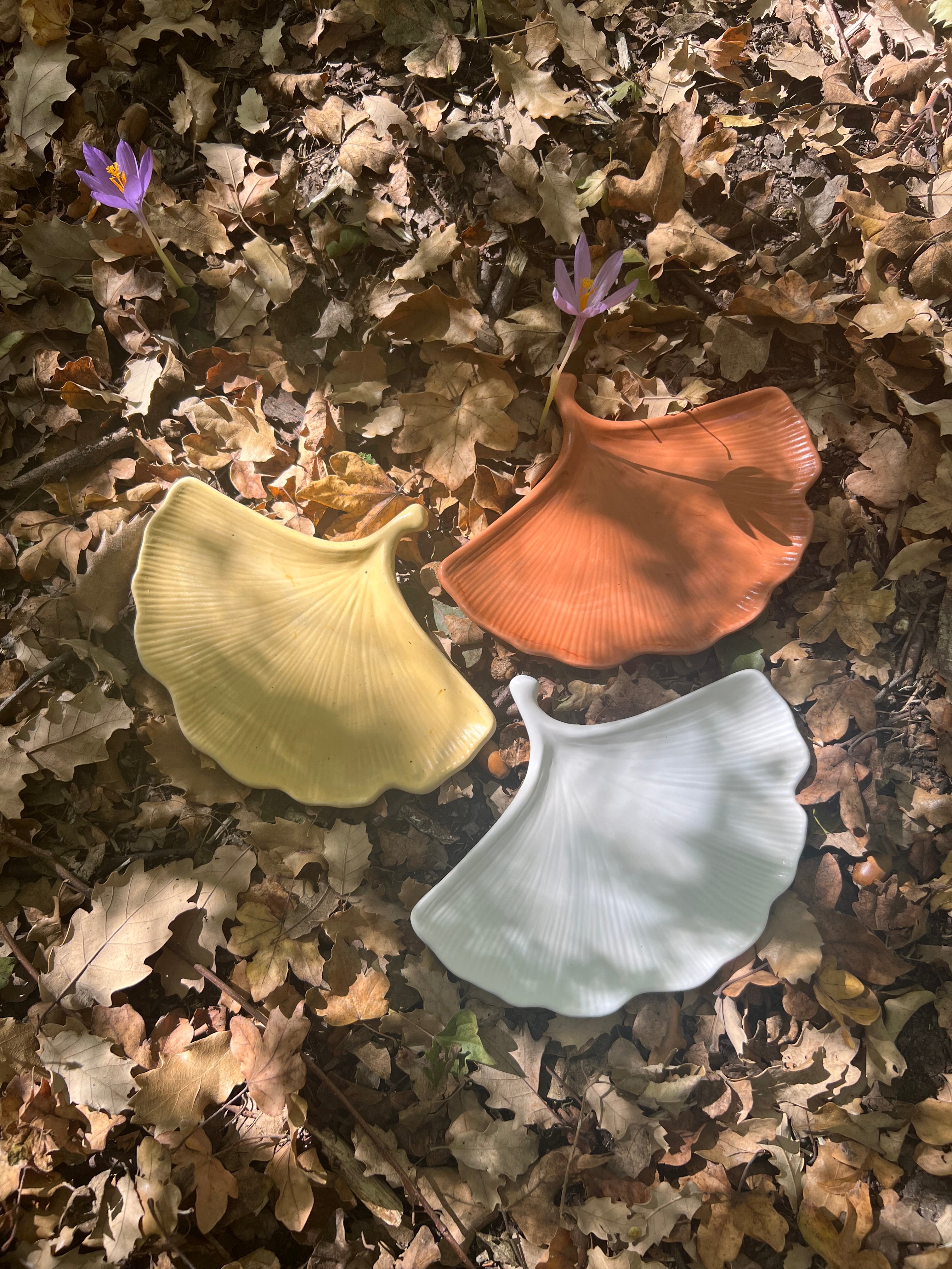 Bandejas artesanales de alabastro – Hoja de Ginkgo biloba