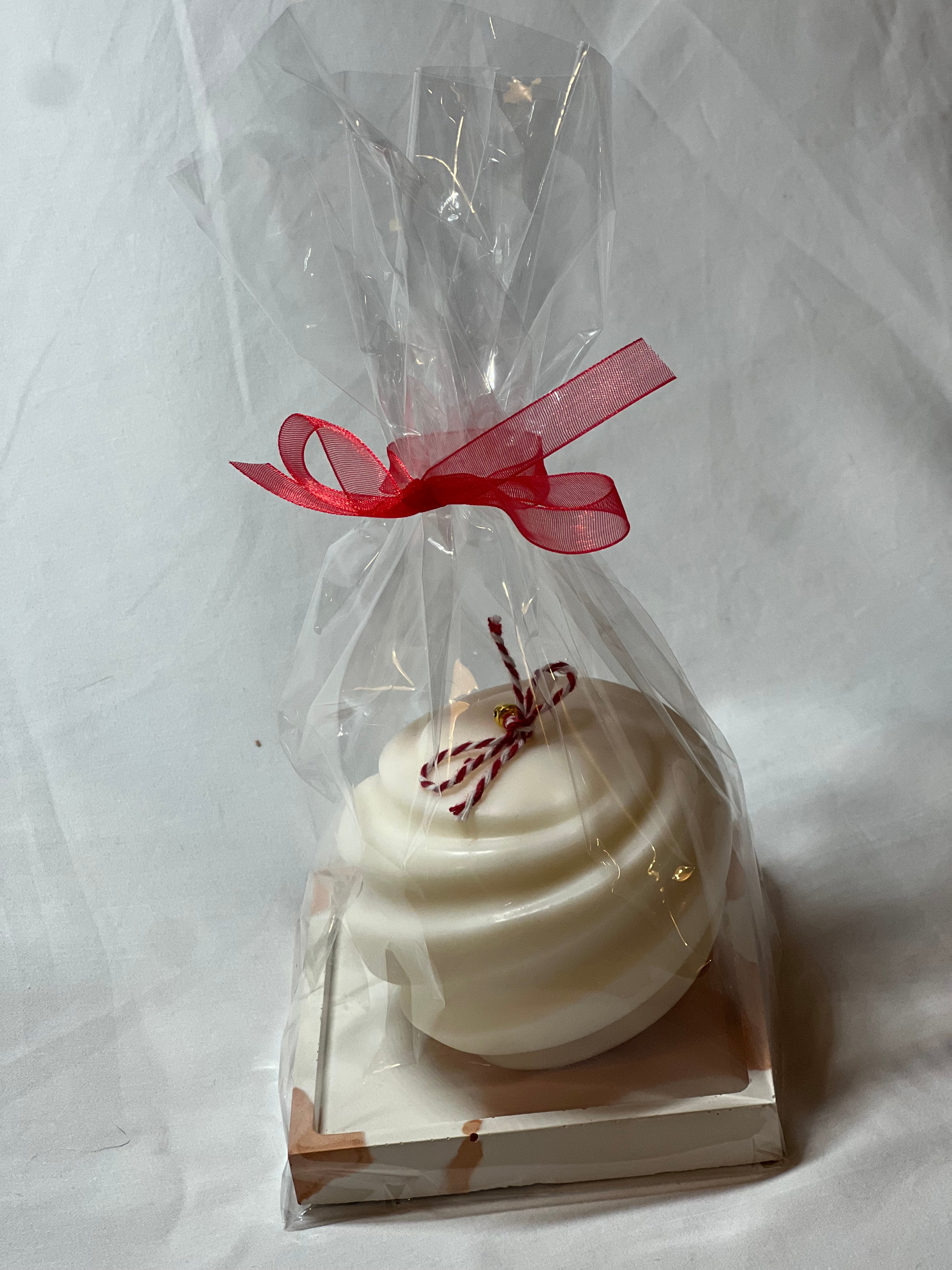 Pack Vela Decorativa Cera de Soja + Bandeja de Alabastro Artesanal