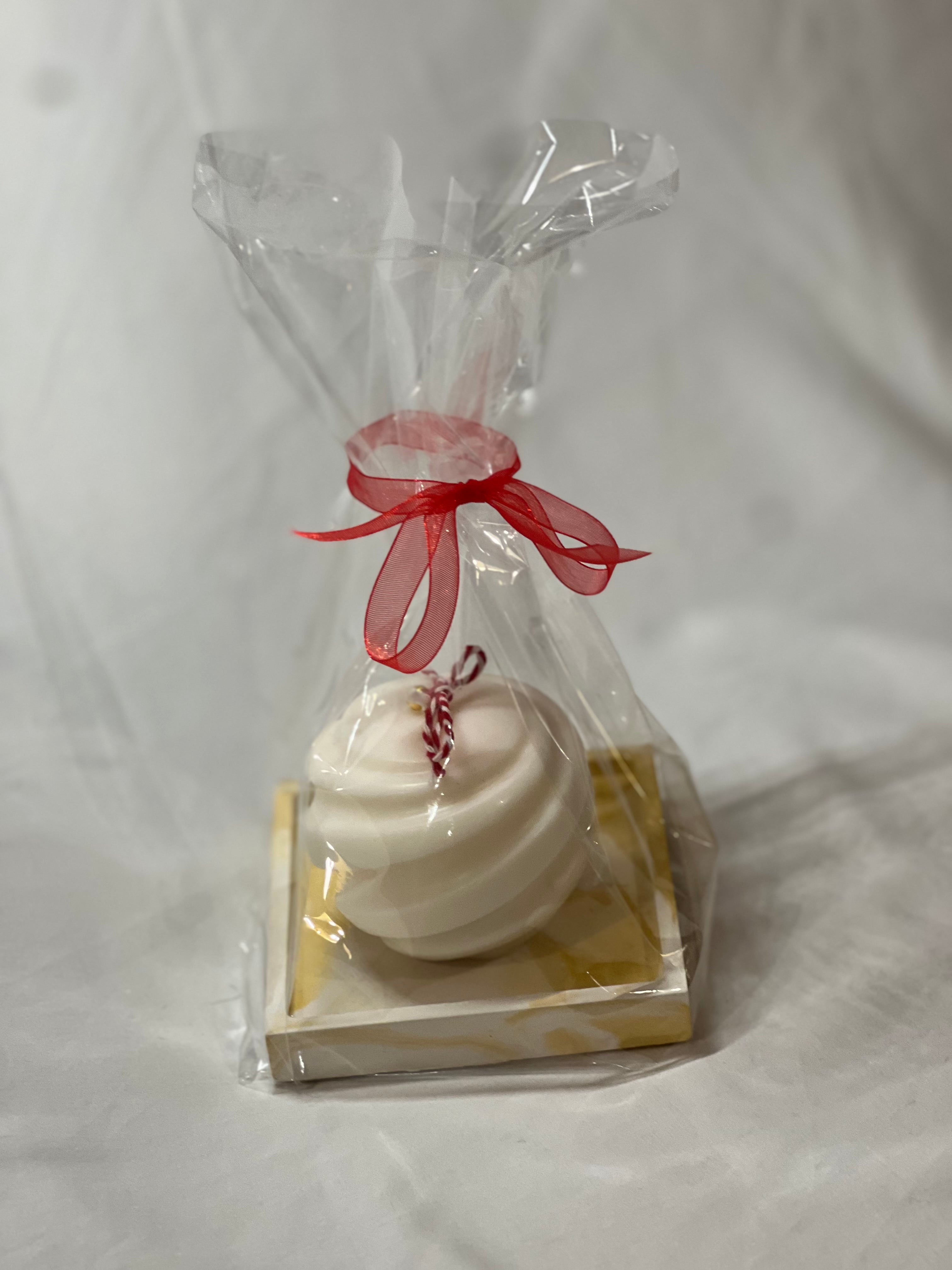 Pack Vela Decorativa Cera de Soja + Bandeja de Alabastro Artesanal