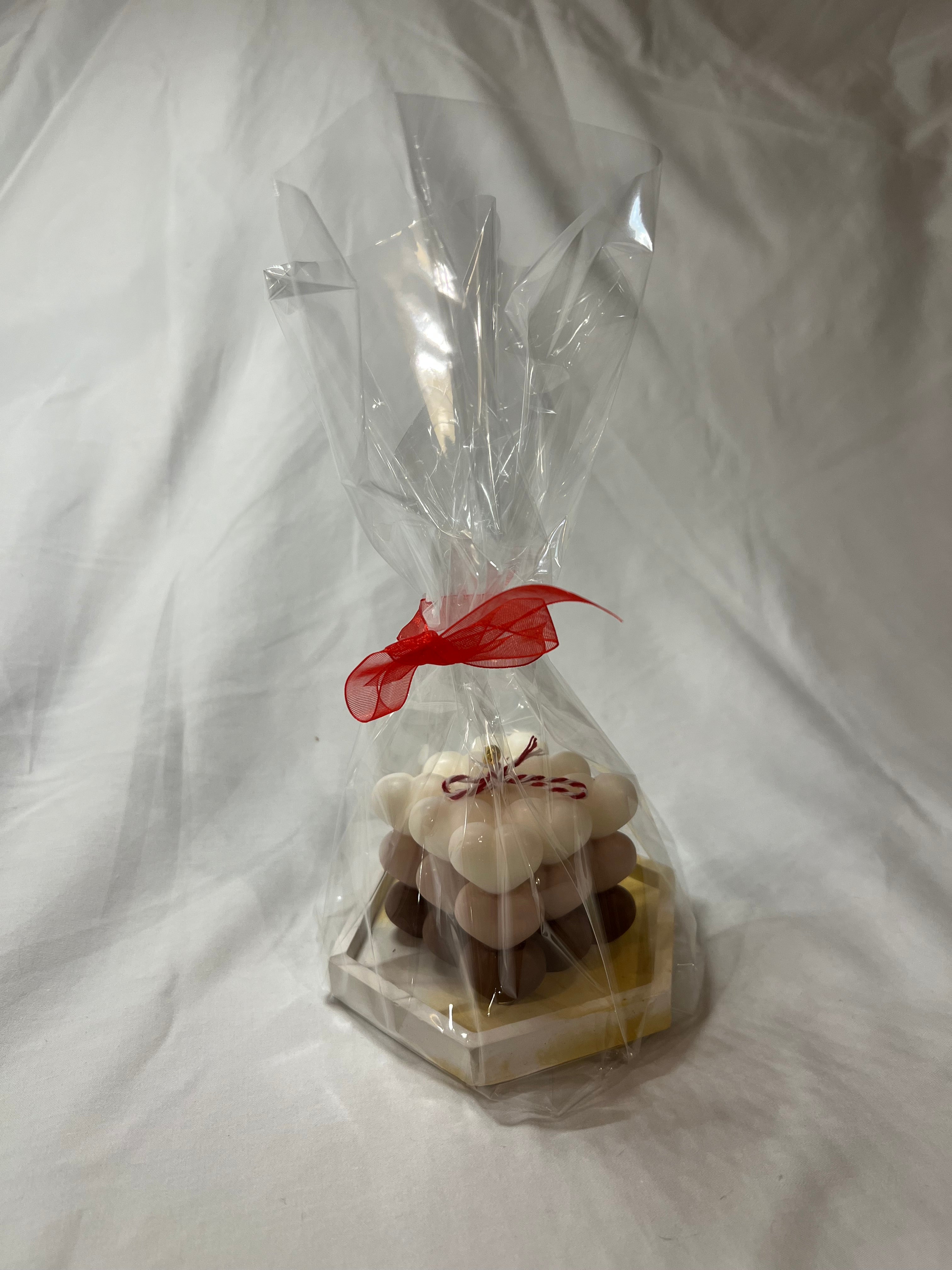 Pack Vela Decorativa Cera de Soja + Bandeja de Alabastro Artesanal