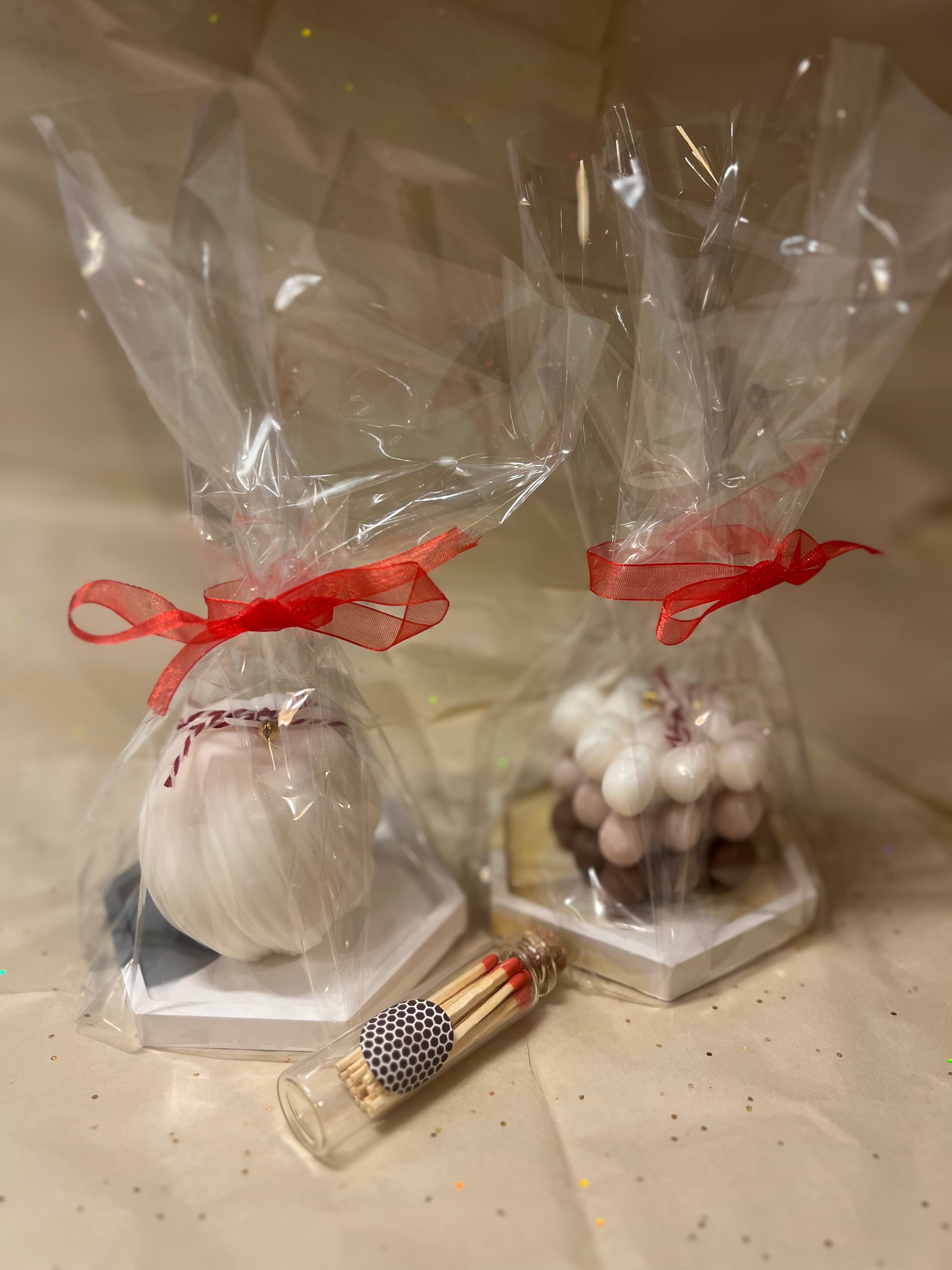 Pack Vela Decorativa Cera de Soja + Bandeja de Alabastro Artesanal