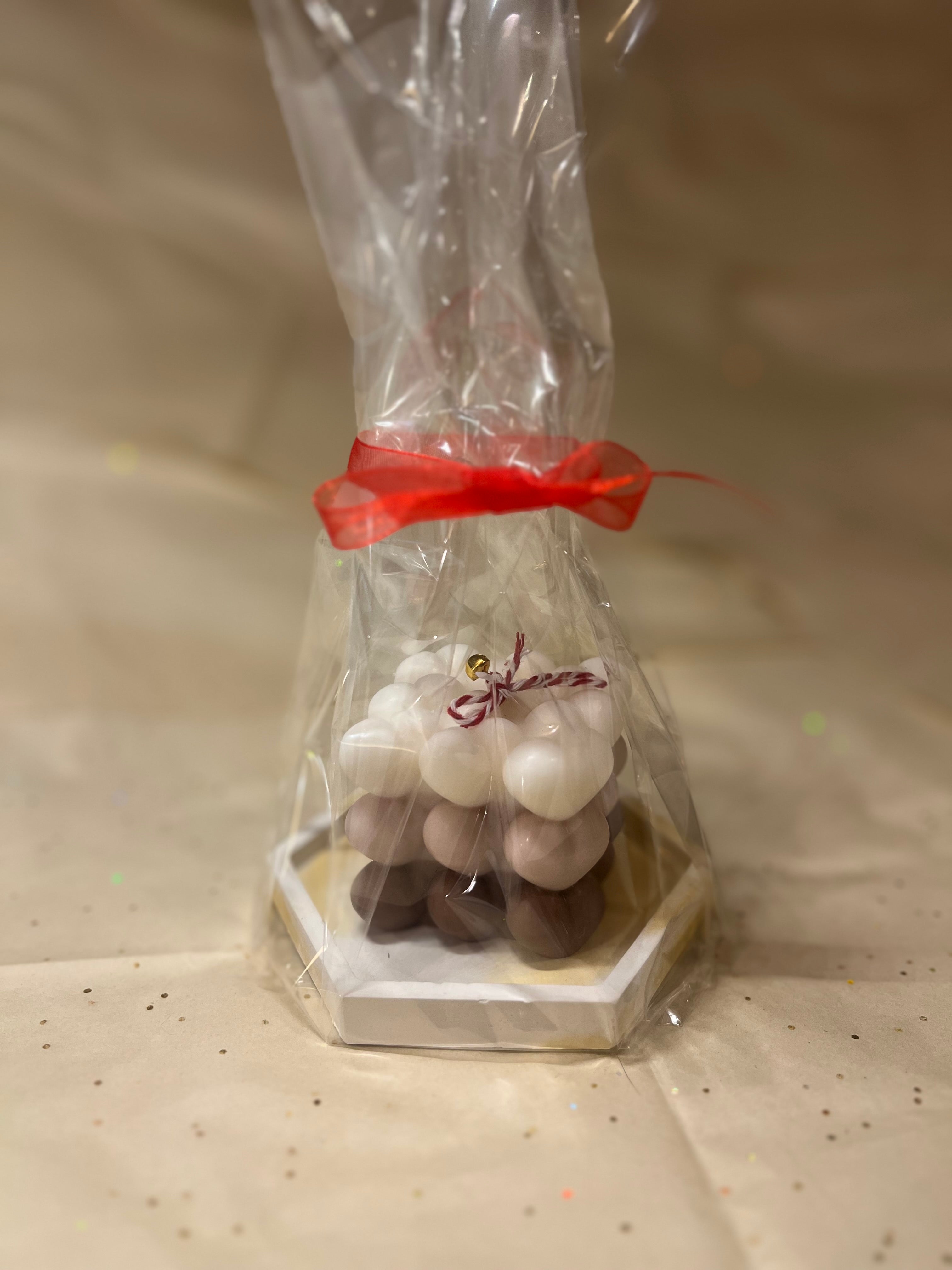 Pack Vela Decorativa Cera de Soja + Bandeja de Alabastro Artesanal