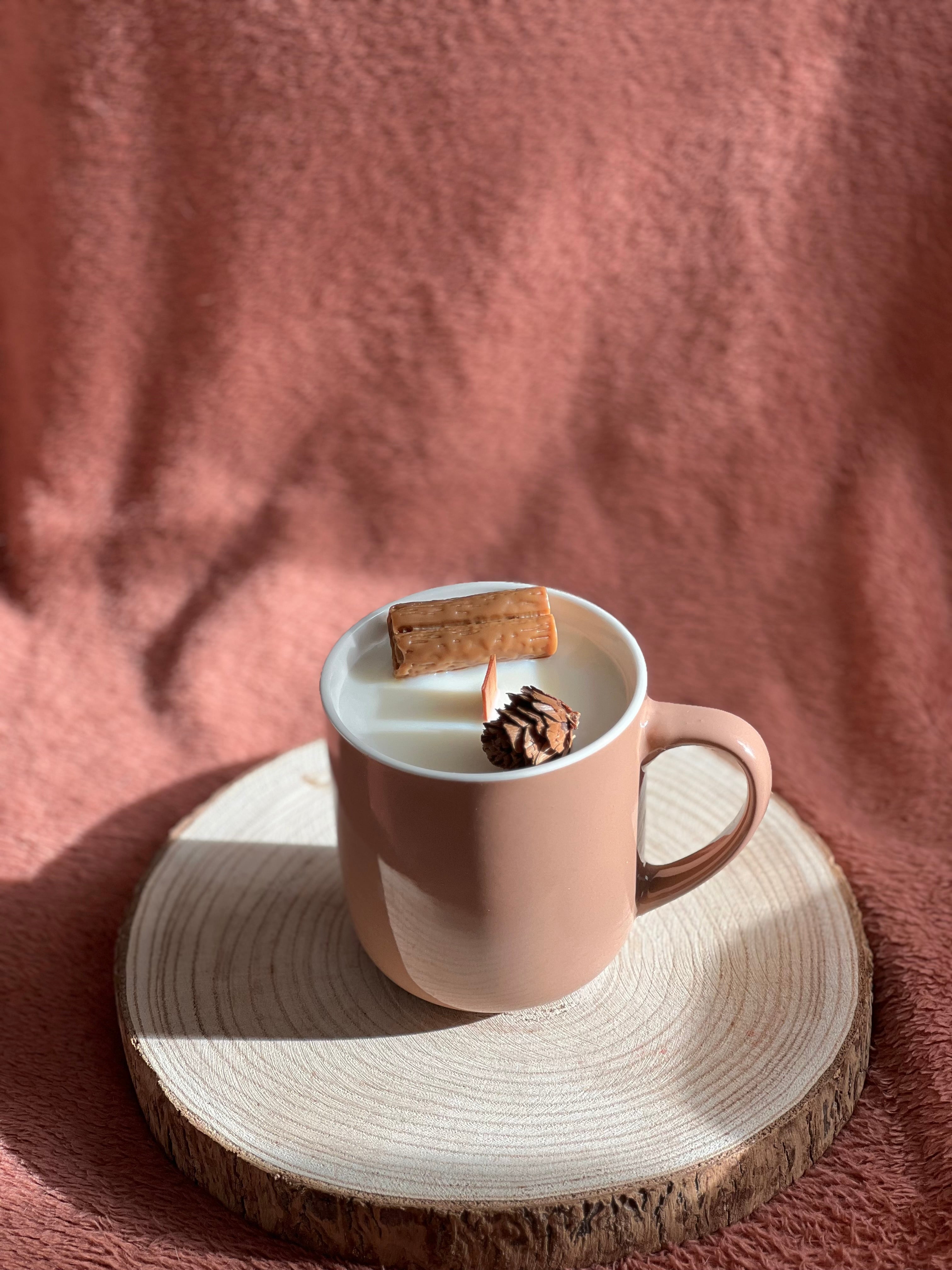 Vela Taza Canela – Cera de Soja y Mecha de Madera