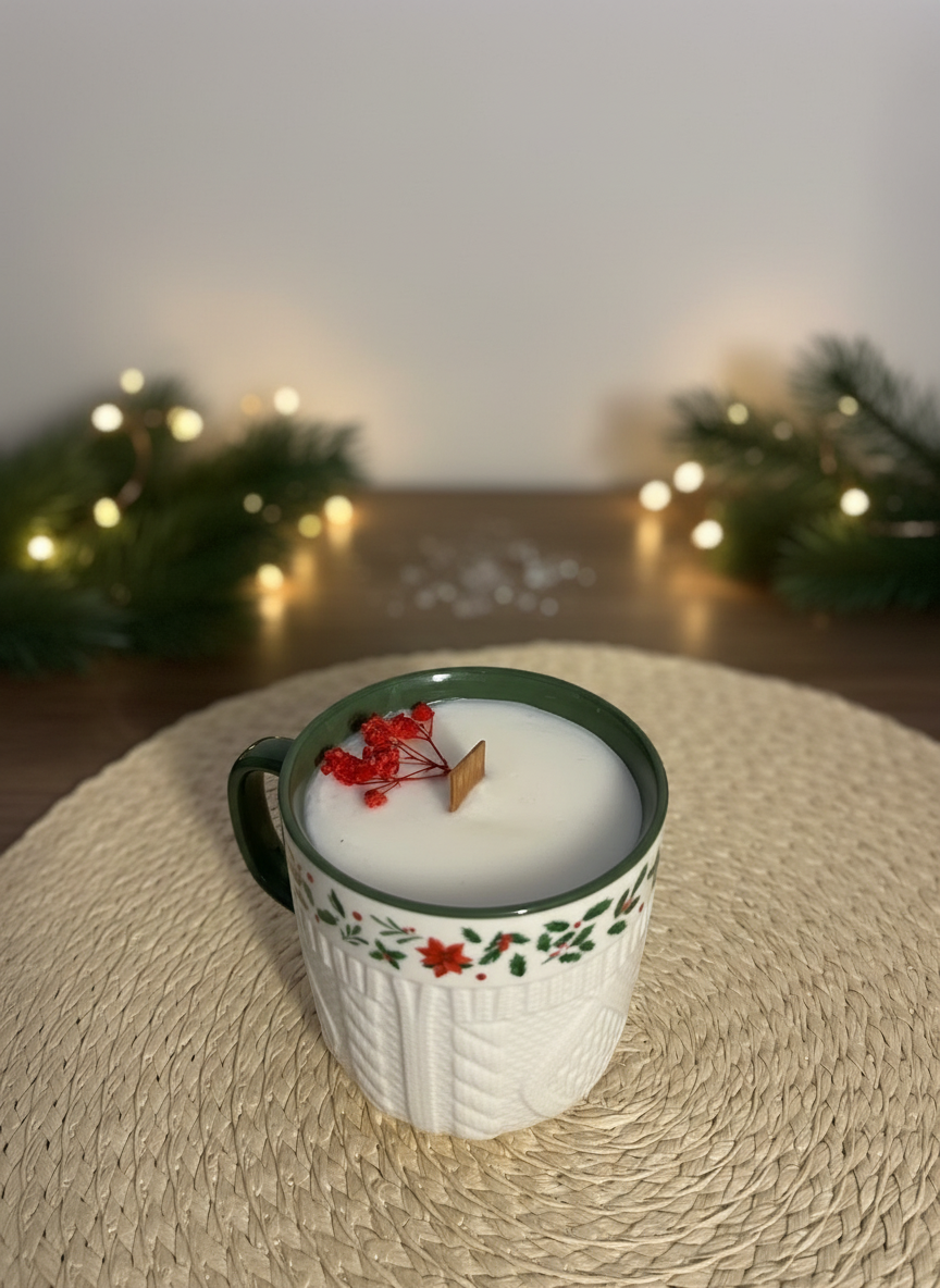 Vela navideña con fondo festivo 1